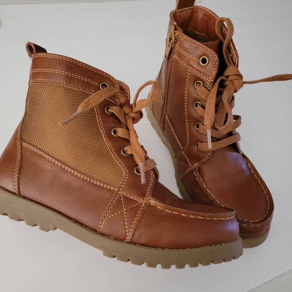 [Faux] Leather & Duck Canvas Kids Boots
